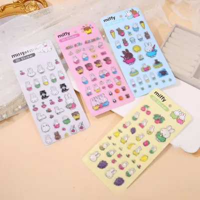 3D Miffy Rabbit Kawaii Stickers Transparent Jelly Crystal Cute Decals Cartoon Anime for DIY Notebook Phone DIY Sticker Toy