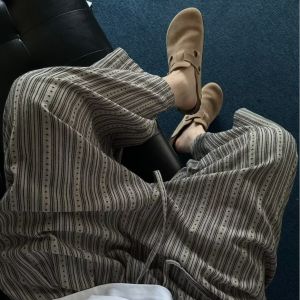 K-style Stripes Casual Pants Mens and Womens New Arrival Loose Straight-leg Loose Pants Draping Effect Texture Sense Slim Looking Cropped Pants Tide