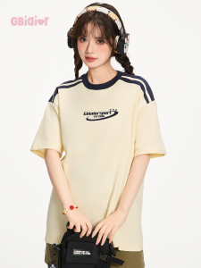 Gbiaior | Retro Brand Three Stripes Round Neck Short Sleeve T-Shirt