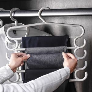 1Pcs Pants Rack Multifunctional Household Saving Space Multi Layer Trousers Hanger Pants Closet Color Clothes Peg 5 Layers