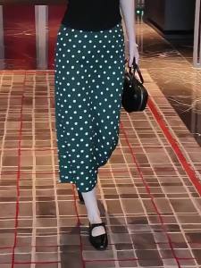 MANMI | Retro Polka Dot Green A-Line Skirt