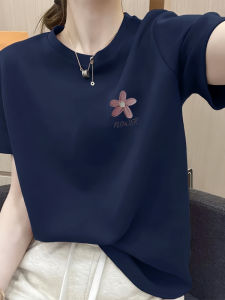 Áo Thun Cotton Tay Ngắn in Họa Tiết Đơn Giản Dáng Rộng Màu Trơn Mùa Hè Cho Nữ