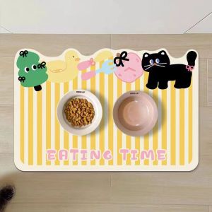 Cartoon Cute Cat Dog Universal Silicon Dendroid Water Absorbent Dining Mat Pet Leakage Proof Food Bowl Easy to Manage