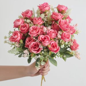 1/2Pcs Artificial Rose Flowers Bouquet for Home Room Decor Fake Flowers Garden Wedding Party Decoration Outdoor Christmas Decor