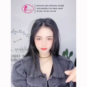 Ryuuta Wig Extension Clip Penebal rambut instant Rambut Asli Hitam Coklat 10 cm 15 cm 25 cm