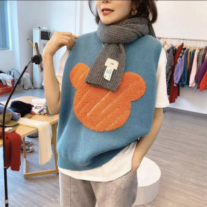 Áo Len Dệt Kim Không Tay Thời Trang Cho Nữ Dáng Rộng Cổ Tròn Màu Trơn Thường Ngày Mùa Thu 2022 Áo Khoác Ngoài Bằng Lông Thỏ