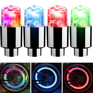 4Colors Car Hub Ambient Light Bicycle LED Tire Lights Universal Car Neon Lamp Valve Cover Lights Tire Colorful Flashing Bulb Accessories Decor