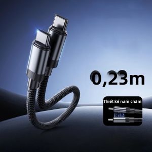 Cáp Dữ Liệu Từ Tính USB C Ngắn 23CM Hỗ Trợ Sạc Nhanh PD 60W Chất Liệu Bện Type C To Type C Dành Cho iPhone 15-17 Huawei Xiaomi Samsung