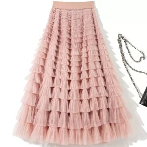 SANGMAN | French Tulle Cake Sweet Versatile Elegant Long Skirt