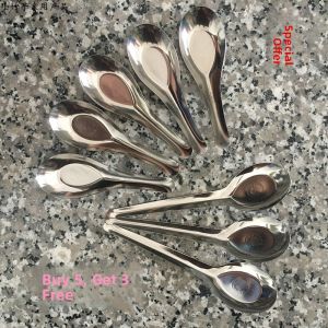 Stainless Steel Thick Childrens Spoon for Eating And Drinking Soup Durable Bamboo Small Spoon for Elderly People Handmade