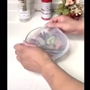 เซ็ต 6 ชิ้น ฝาปิดอาหาร ฝาซิลิโคน ชูดฝาครอบภาชนะใส่อาหาร ซิลิโคนสำหรับถนอมอาหาร