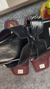 Sandal Wanita Teplek Model Terkini Warna Hitam Maroon Viral