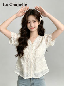 La Chapelle | Lace Short Sleeve Slimming Elegant Shirt