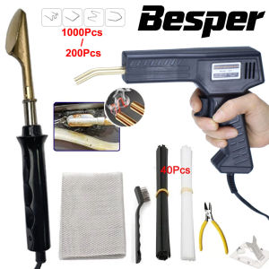 50W Plastic Welder Hot Stapler Electric Soldering Iron Tools 1000/200PC Staples Car Bumper Repair Kit DIY Home Plastic Repair
