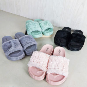 Sandal Selop Bulu Datar Wanita Kekinian Korea Woman Fashion Nyaman Praktis Anti Selip PVC COD SPT-52