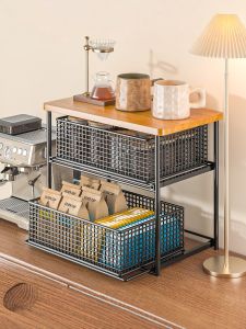 Desktop Drawer-style Tea Bag Organizer Shelf