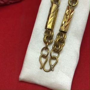 สร้อยคอทองเหลืองโบราณลายห่วงคู่คั่นปล้องตัดลาย ความยาว 24 นิ้ว งานทองเหลืองแท้ งานดิบไม่ได้ชุบ ทองเหลืองโบราณ