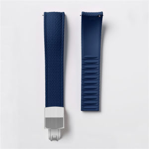Cut to Size Fluoro Rubber Watch Strap 18/19/20/21/22/24mm FKM Deployment Buckle Curved End Men Universal Replace Band Bracelet