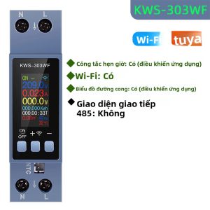 KWS-303 Tuya WiFi Thông Minh Điện 8 Trong 1 Năng Lượng Màn Hình AC Điện Máy Đo Điện 85-290V AC Công Tắc Hẹn Giờ Rơ Le