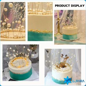 LoviRa Pearl Crown Cake Topper Decor Birthday Fairy Stick Party Wedding Anniversary Crown Decoration