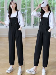 กางเกงขายาวทรงตรงหลวมๆ สไตล์เกาหลีสำหรับผู้หญิง กางเกงขายาวลำลองฤดูใบไม้ผลิและฤดูใบไม้ร่วง กางเกงขายาวทรงตรงสำหรับผู้หญิง