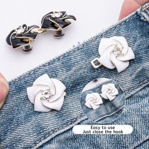 E.B.【Ready in Stock】 Metal Rose/Flower Waist Buttons Elegant Brooches Detachable Skirts Tightener Pants Snap