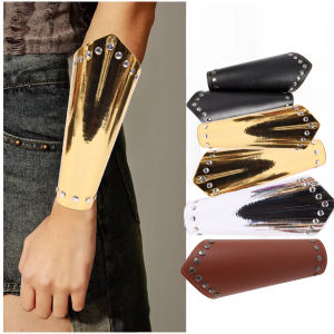 Viking Belt Medieval Steampunk Rock Wristband Pair Of Gloves Cosplay Medieval Retro Mens Wristband PU belt Buckle Protector
