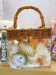 Satchel Bamboo Acrylic Bridesmaid Gift Gift for Girls on Chinese Valentines Day Transparent Gift Box Outdoor Wedding Business Return Gift