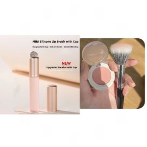 Portable Silicone Lip Brush Lip Mud Lipstick Brush Lip round Head Brush Dedicated Lip Brush with Cover Concealer Brush Head