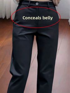 Elegant Fashionable Slim Fit High Waist Straight Trousers