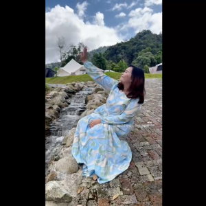 Plus Size (XL-4XL) Premium Soft Crepe Versatile Flowy Printed Layer Dress Muslimah  (30090-10)