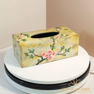 Hộp Đựng Khăn Giấy Sơn Mài Trang Trí Hoa Anh Đào