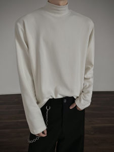 เสื้อยืดคอปกสูงครึ่งตัวสีดำ ทรงสลิมฟิต แขนยาว สำหรับผู้ชาย เสื้อชั้นในสไตล์อเมริกัน ใส่ได้ทุกวัน ฤดูใบไม้ร่วง 2025