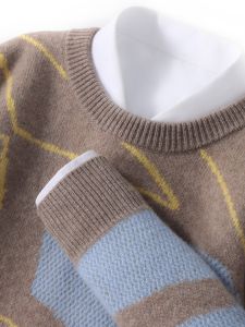 100 Wool Mens Thickened round Neck Knitted Sweater Casual Fashion Inner Wear Double Thread Autumn Winter Top Business Casual