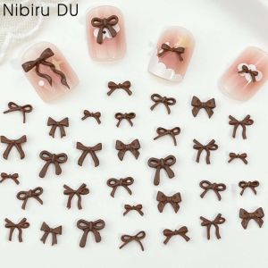ชาร์มอะคริลิค 3 มิติ 100 ชิ้น รูปโบว์เรซิ่นสีน้ำตาลมาลลาร์ด สำหรับตกแต่งเล็บ งาน DIY อุปกรณ์ทำเล็บ ประดับด้วยเพชร