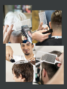 Professional Barber Gradient Cutting Comb Multi-Purpose Hair Trimming Tool with Flat Edge & Positioning Guide ﻿