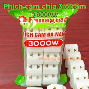 Phích cắm chia 3 ổ cắm - 3000W - Phích cắm chuyển đổi 3 chấu sang 2 chấu