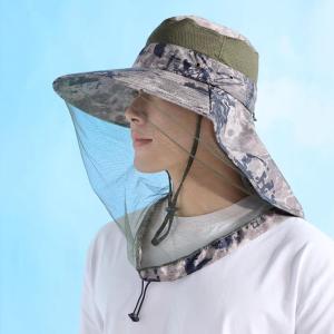 Mesh Face Mask Mosquito Proof Sun Shading Hat Mens And Womens Summer Outdoor Large Eave Anti UV Fishing Camping Hiking Hats