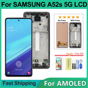 6.5 AMOLED Screen for Samsung A52s A528 A528B LCD Display Touch Screen with Frame Digitizer Assembly Compatible with A52s 5G