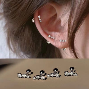 Korean S925 Silver Roselife Gold/silver Sparkling Rhinestone Star Stud Earrings Pierced Ear Studs Earrings Jewelry