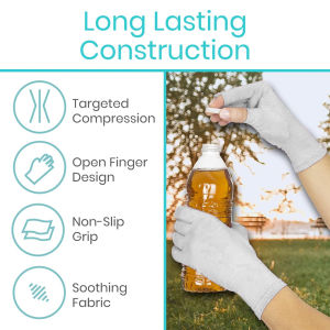 1Pair Premium Bamboo Gloves Compres Bamboo Arthritis GlovesCompres Gloves for Women MenFingerless Design Breathable Fabric