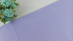 Charlie fabric ผ้าคอตตอนลายจุดขาวพื้นสีม่วงอ่อน พร้อมส่ง พิมพ์ลายคมชัด สีสดสวยคุณภาพดีใส่สบายมีของส่งไวผ้าลายน่ารักผ้าหลาผ้าเมตรผ้ามัสลิน