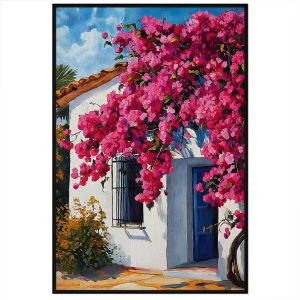 Tranh vẽ tường giàn hoa giấy phong thủy trừ tà hút tài lộc.Tranh treo tườngdán tường.CGI-1377