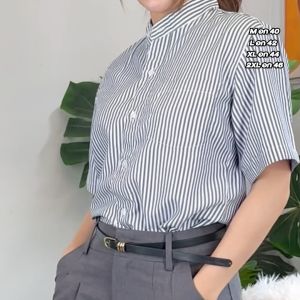 Eastar เสื้อเชิ้ต ผ้าคอตตอนพรีเมี่ยมทรง Slimfit สีเทา #129125