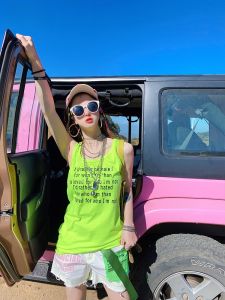 YHAY 2024 Spring Collection Fluorescent Green Colorful Sleeveless Student Casual Base Shirt Hong Kong Style Chic Vest