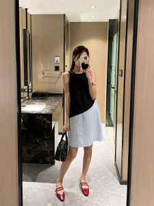 Gold Cocoon Maternity Dress Sleeveless Patchwork French Style Summer New Arrival Small Size Pregnant Women Clothing Hepburn Style