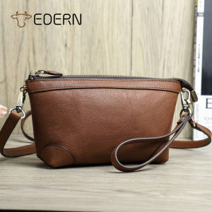 EDERN Genuine Leather Sling Bag for Women Multifunctional Fashion Small Shoulder Bag Cowhide Crossbody Bag Clutch Bag Female Cellphone Bag