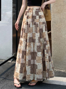 DAIXIANGFEIZI | Flax Cotton Pleated High Waist Slimming Midi Skirt