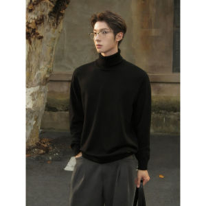 เสื้อยืดคอเต็มสีดำ Cleanfit สำหรับผู้ชาย เสื้อชั้นในแบบมีฮู้ดหนาสำหรับฤดูใบไม้ร่วงและฤดูหนาว เสื้อผ้าทำงานสไตล์อเมริกัน