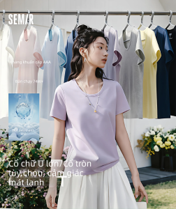 Semir | Áo Thun Cổ U Tay Ngắn Nhanh Khô Chống Khuẩn Màu Sơmi